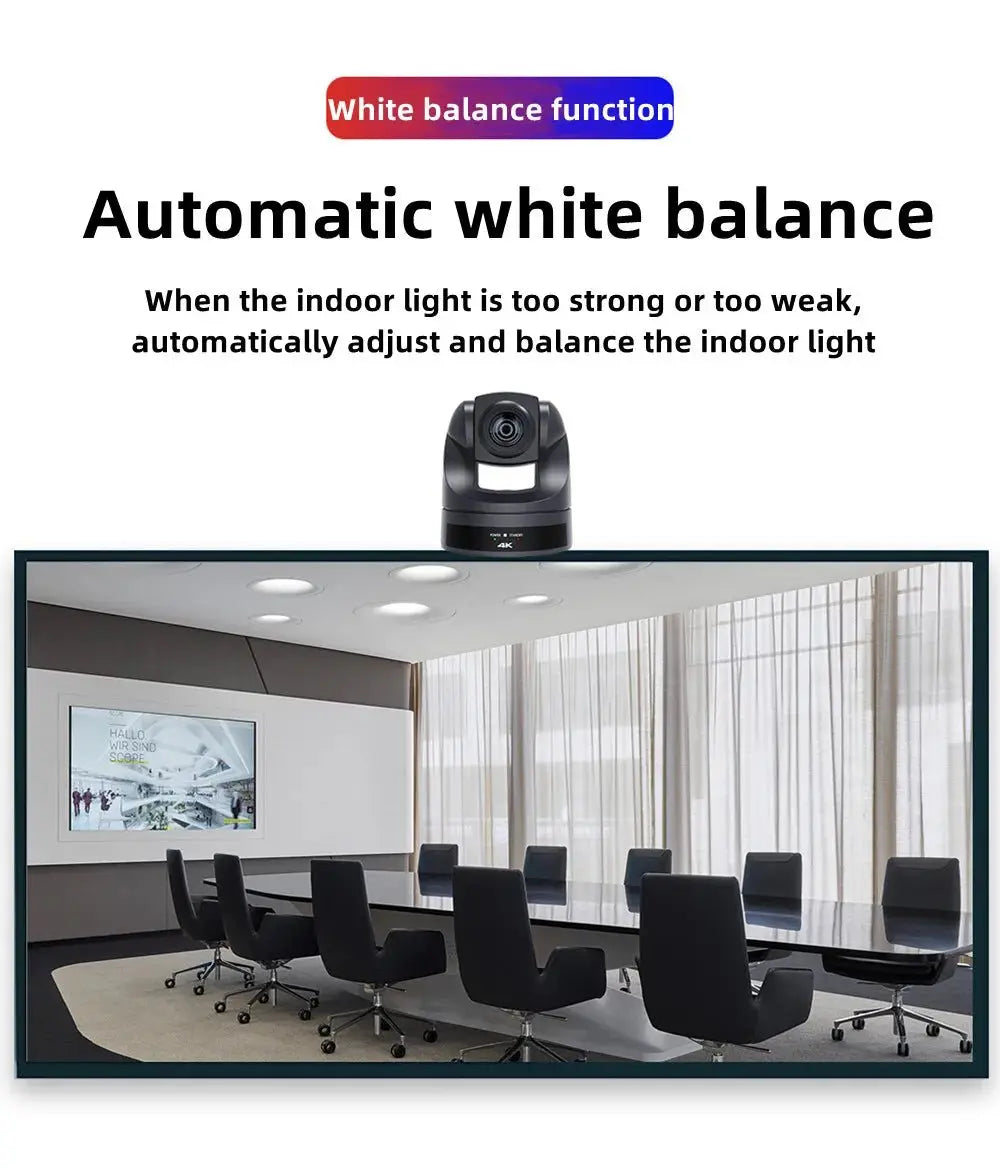 Conference Camera PTZ Video 4K/1080P AI Tracking 30/60fps USB3.0 HDMI LAN POE/USB 20/10X For Educate Live Business Meet Medicine - Ai - TechWorld