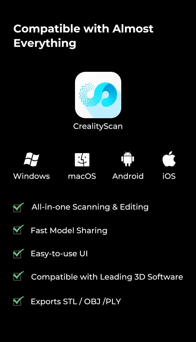 Creality 3D Scanner CR-Scan Ferret Pro Handheld Anti-shake Tracking WiFi6 24-bit full-color Wireless Scanning 0.1mm Accuracy Ai-TechWorld