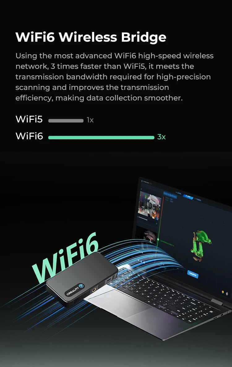 Creality 3D Scanner CR-Scan Ferret Pro Handheld Anti-shake Tracking WiFi6 24-bit full-color Wireless Scanning 0.1mm Accuracy Ai-TechWorld