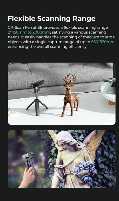Creality CR-Scan Ferret SE 3D Scanner Anti-Shake Tracking 24-Bit Full Color Up to 0.05mm 30fps Scanning Speed 150-2000mm Ai-TechWorld
