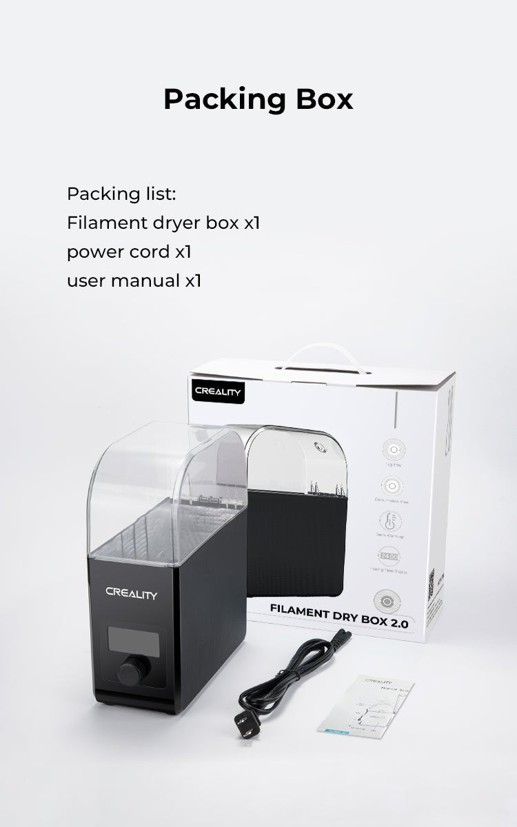 Creality Filament Dryer Upgrade Fan Filament Dry Box 1KG PLA PETG ABS TPU Filaments Dehydrator Storage Box Filament Spool Holder Ai-TechWorld
