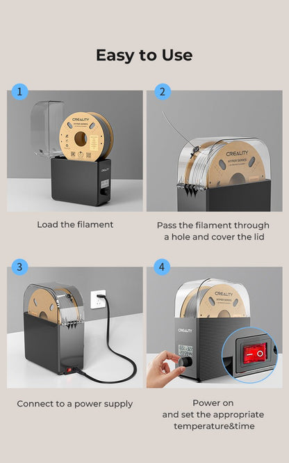 Creality Filament Dryer Upgrade Fan Filament Dry Box 1KG PLA PETG ABS TPU Filaments Dehydrator Storage Box Filament Spool Holder Ai-TechWorld