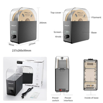 Creality Filament Dryer Upgrade Fan Filament Dry Box 1KG PLA PETG ABS TPU Filaments Dehydrator Storage Box Filament Spool Holder Ai-TechWorld