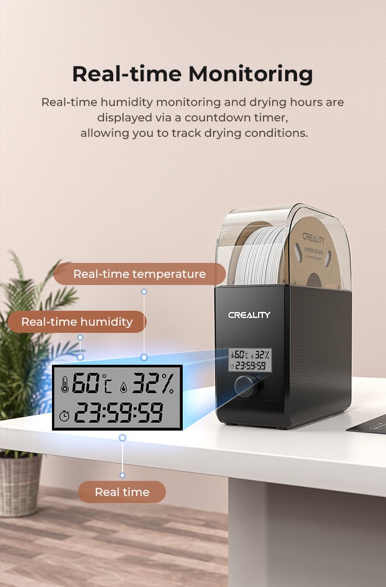 Creality Filament Dryer Upgrade Fan Filament Dry Box 1KG PLA PETG ABS TPU Filaments Dehydrator Storage Box Filament Spool Holder Ai-TechWorld
