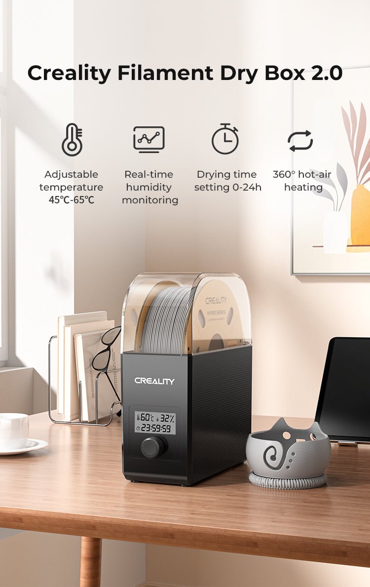 Creality Filament Dryer Upgrade Fan Filament Dry Box 1KG PLA PETG ABS TPU Filaments Dehydrator Storage Box Filament Spool Holder Ai-TechWorld