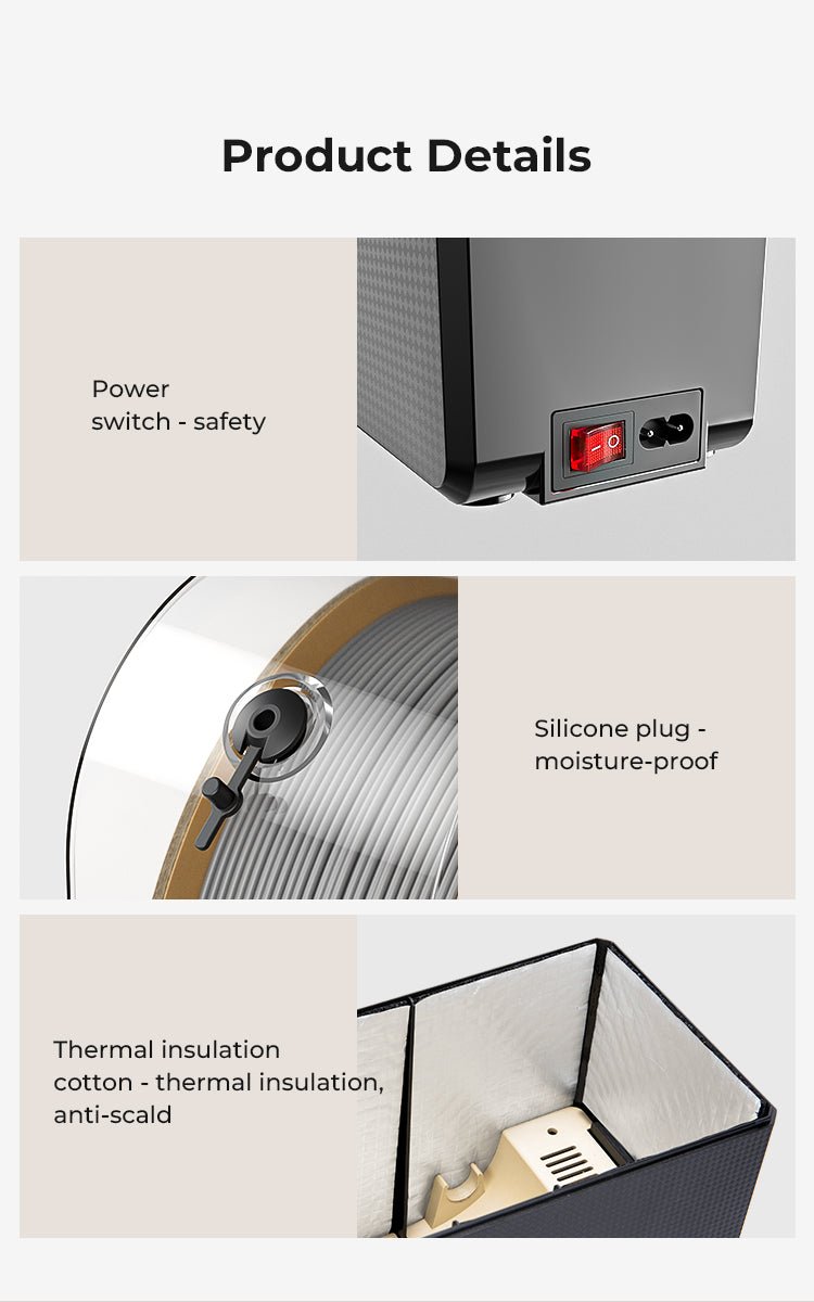 Creality Filament Dryer Upgrade Fan Filament Dry Box 1KG PLA PETG ABS TPU Filaments Dehydrator Storage Box Filament Spool Holder Ai-TechWorld