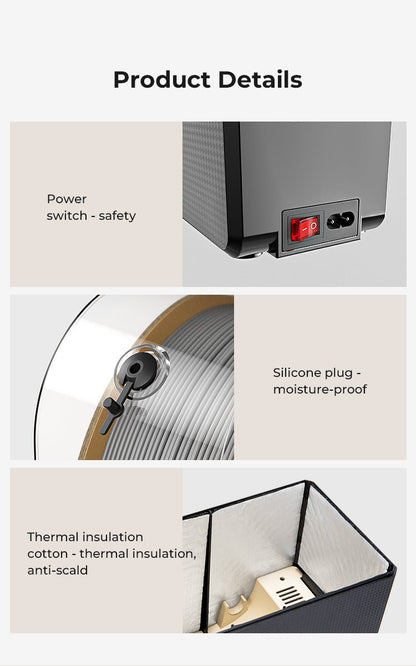 Creality Filament Dryer Upgrade Fan Filament Dry Box 1KG PLA PETG ABS TPU Filaments Dehydrator Storage Box Filament Spool Holder Ai-TechWorld