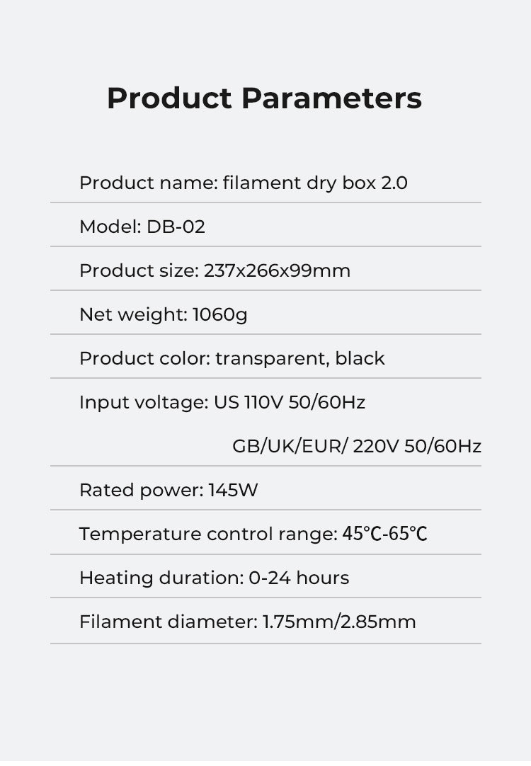 Creality Filament Dryer Upgrade Fan Filament Dry Box 1KG PLA PETG ABS TPU Filaments Dehydrator Storage Box Filament Spool Holder Ai-TechWorld