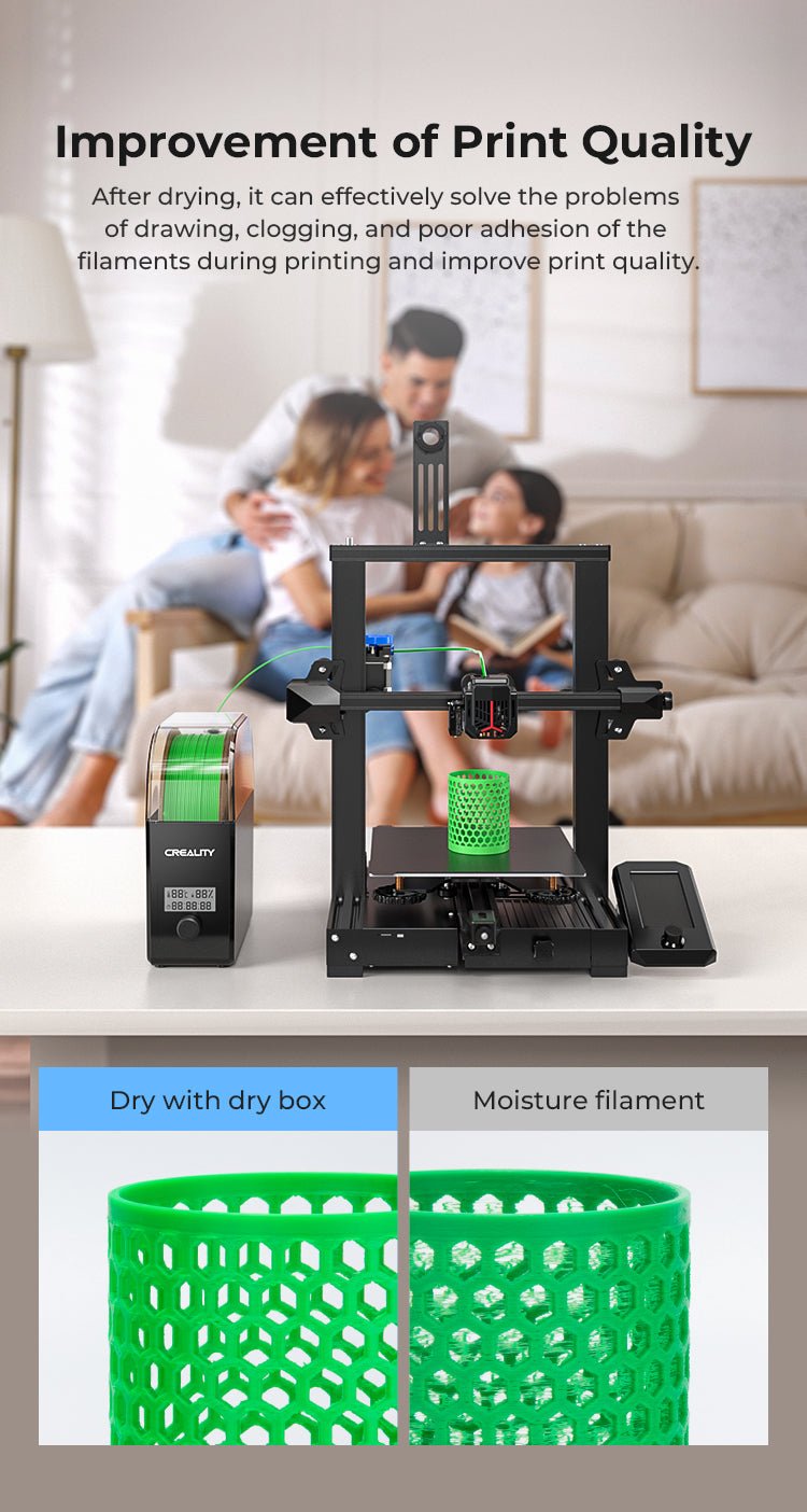 Creality Filament Dryer Upgrade Fan Filament Dry Box 1KG PLA PETG ABS TPU Filaments Dehydrator Storage Box Filament Spool Holder Ai-TechWorld
