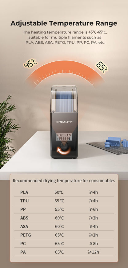 Creality Filament Dryer Upgrade Fan Filament Dry Box 1KG PLA PETG ABS TPU Filaments Dehydrator Storage Box Filament Spool Holder Ai-TechWorld