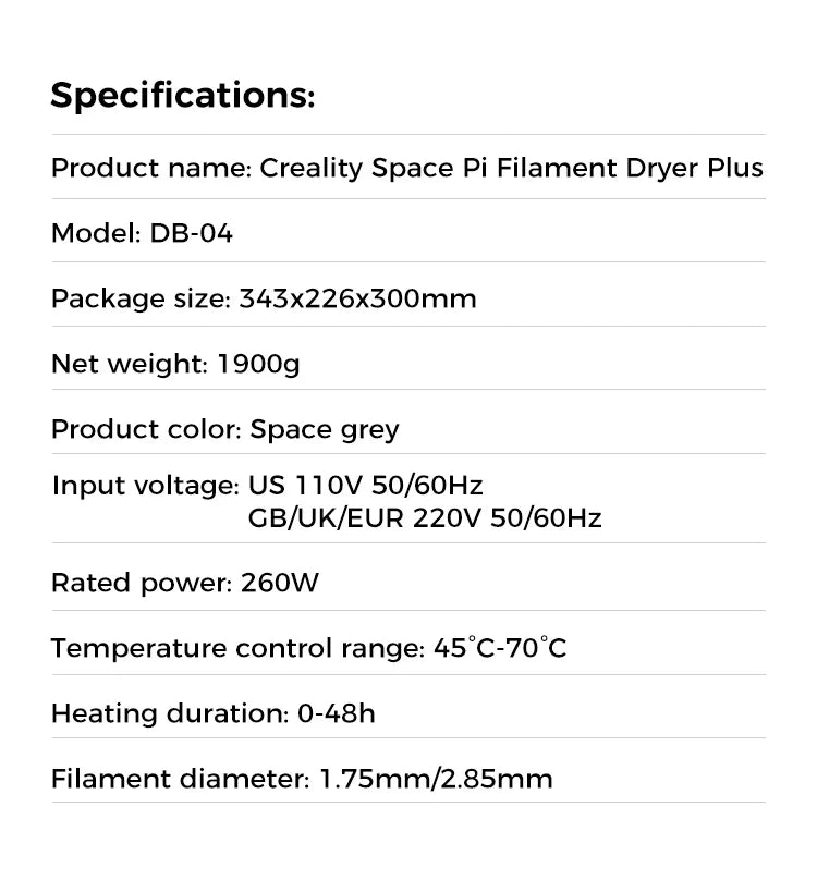 Creality Space Pi Filament Dryer & Drying Box - 2 Rolls Dehydrator for 2KG Filament Ai-TechWorld