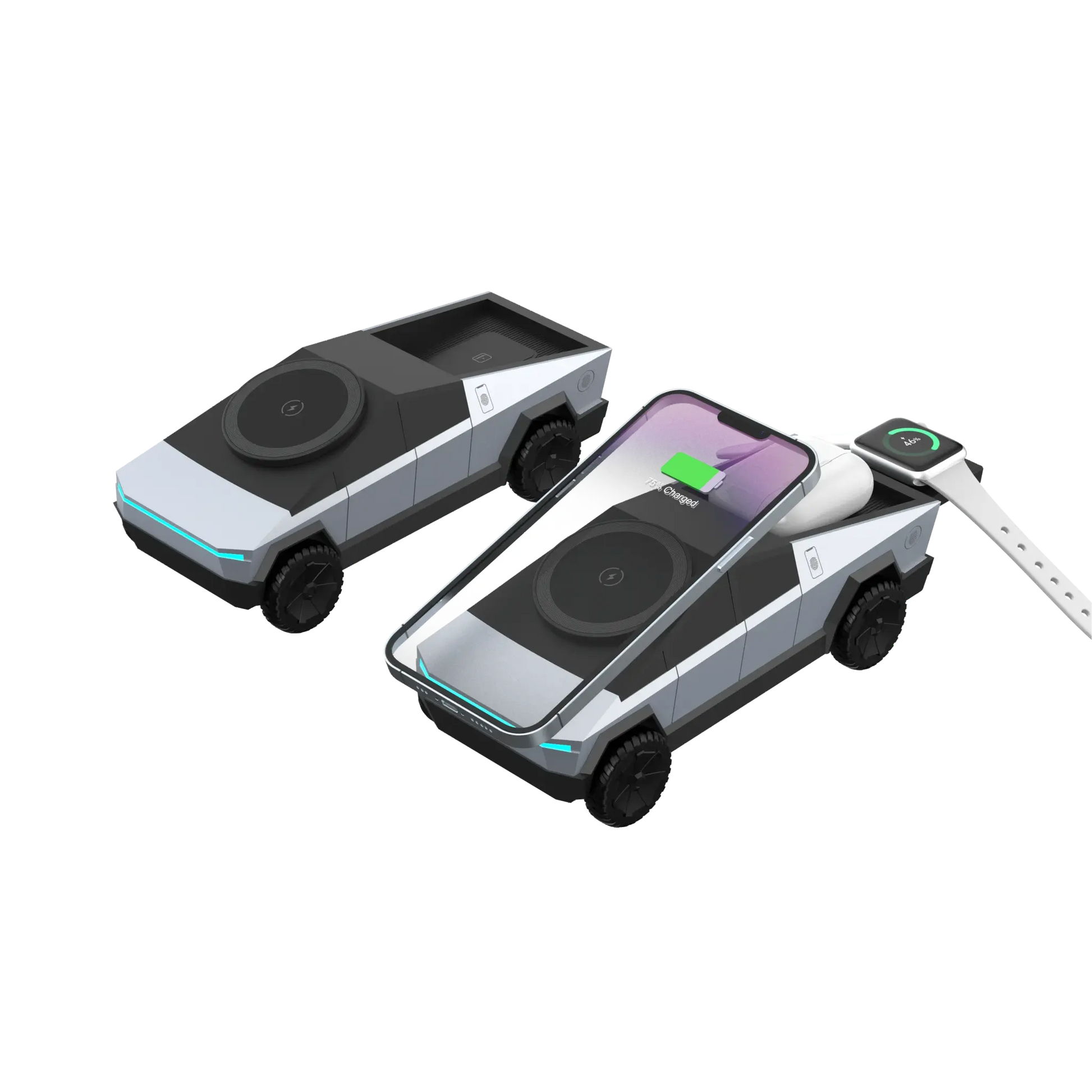 Cybertruck Desktop Qi2 Charger Multifunctional 3 - in - 1 Wireless Charger for IPhone (15W),Iwatch (5W), Airpods (2.5W) Charging - Ai - TechWorld