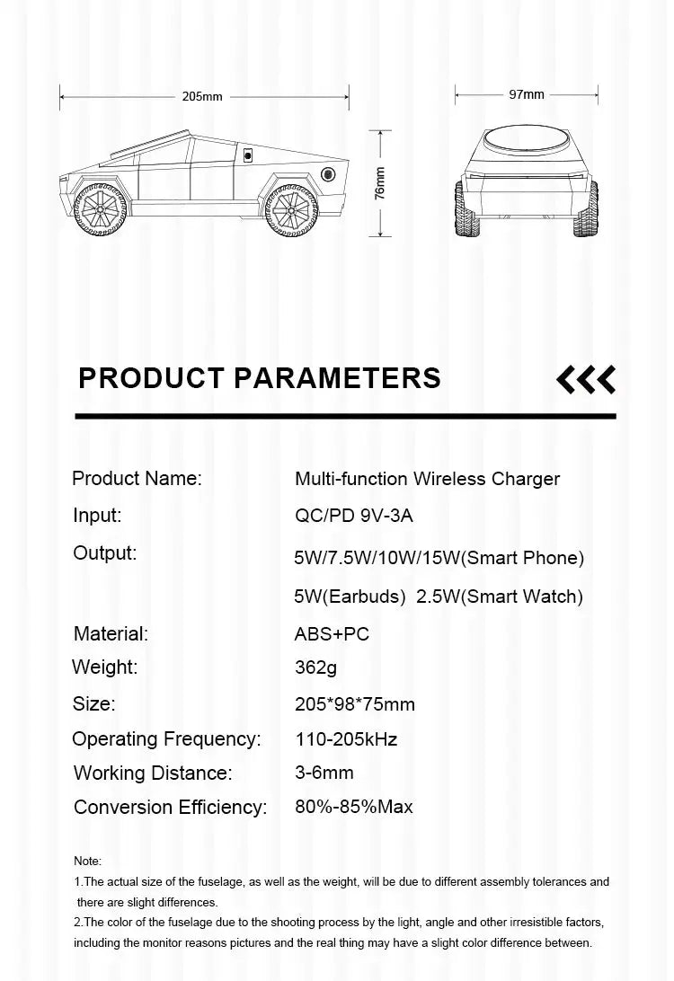 Cybertruck Desktop Qi2 Charger Multifunctional 3 - in - 1 Wireless Charger for IPhone (15W),Iwatch (5W), Airpods (2.5W) Charging - Ai - TechWorld