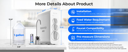 Waterdrop G3P800 Reverse Osmosis System, 800 GPD Fast Flow, NSF/ANSI 42 & 53 & 58 & 372 Certified, 3:1 Pure to Drain Ai-TechWorld 