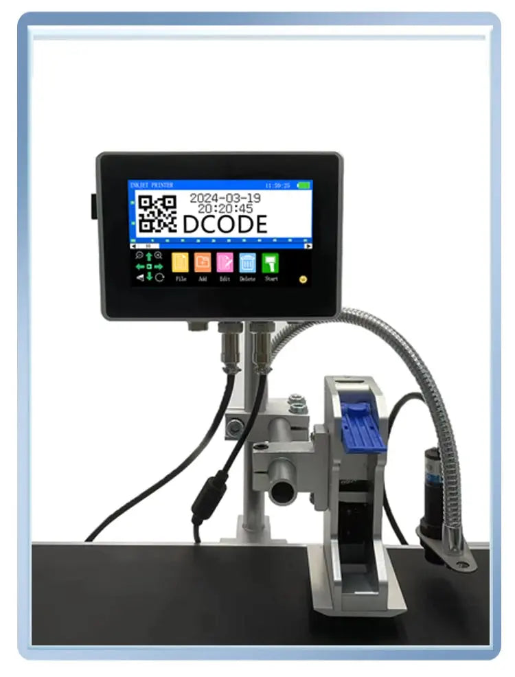 DCODE 130PLUS Industrial Online Inkjet Printer 12.7/25.4mm Nozzle with 4.3inch Screen QR Barcode Batch Number Logo Date Printer Ai-TechWorld