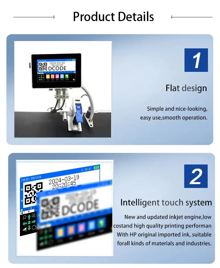 DCODE 130PLUS Industrial Online Inkjet Printer 12.7/25.4mm Nozzle with 4.3inch Screen QR Barcode Batch Number Logo Date Printer Ai-TechWorld