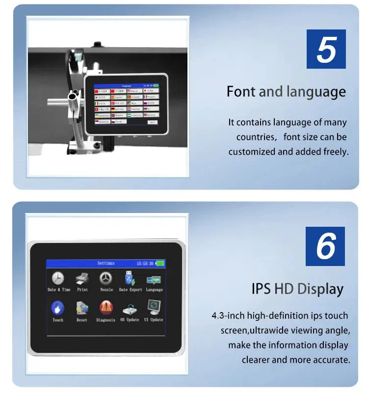 DCODE 130PLUS Industrial Online Inkjet Printer 12.7/25.4mm Nozzle with 4.3inch Screen QR Barcode Batch Number Logo Date Printer Ai-TechWorld