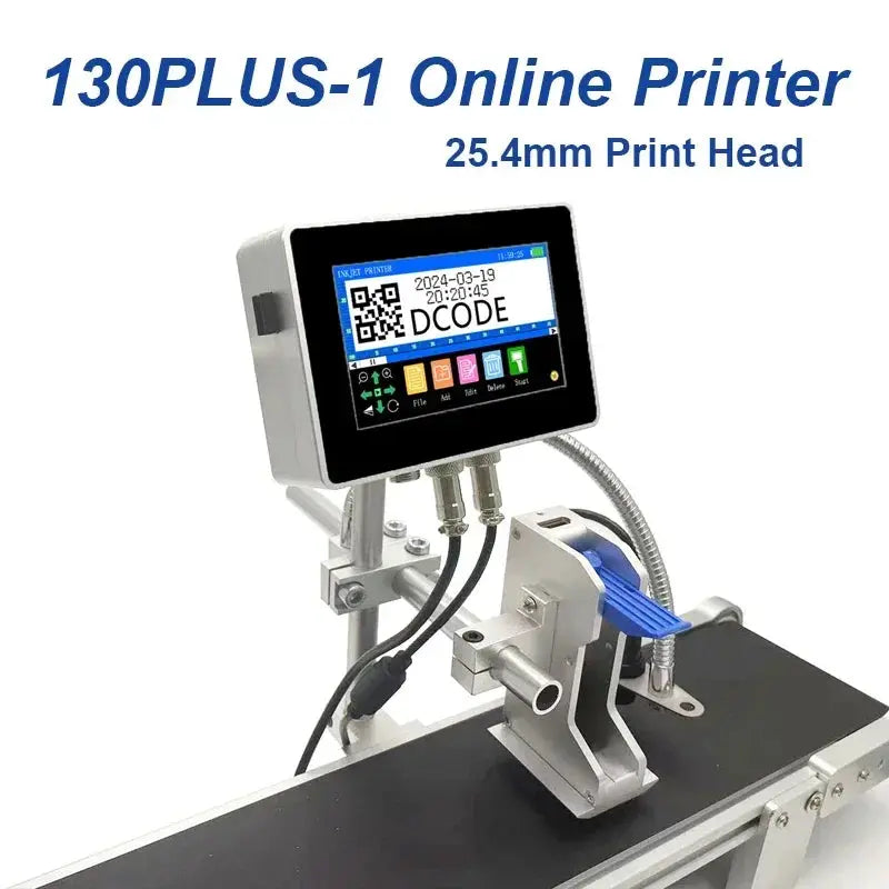 DCODE 130PLUS Industrial Online Inkjet Printer 12.7/25.4mm Nozzle with 4.3inch Screen QR Barcode Batch Number Logo Date Printer Ai-TechWorld