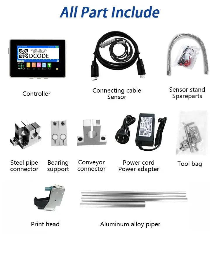 DCODE 130PLUS Industrial Online Inkjet Printer 12.7/25.4mm Nozzle with 4.3inch Screen QR Barcode Batch Number Logo Date Printer Ai-TechWorld