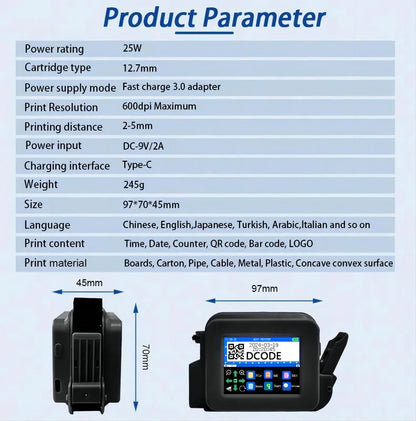 DCODE XMINI Portable Handheld Inkjet Printer - QR Barcode & Text Coding Machine Ai-TechWorld