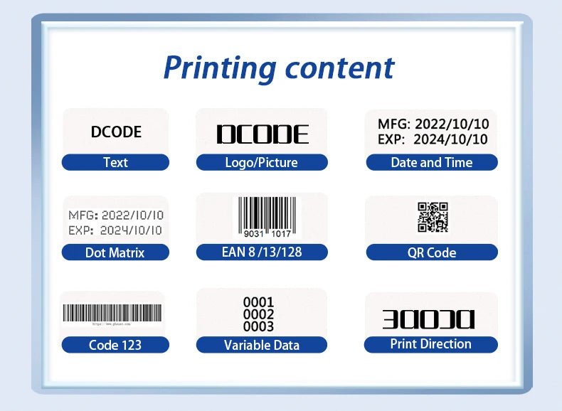 DCODE XMINI 12.7mm Portable Mini Printer Handheld Inkjet Printer Text QR Barcode Image Batch Number Logo Image Coding Machine Ai-TechWorld