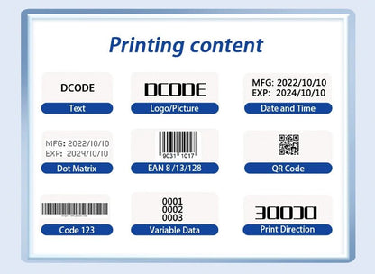 DCODE XMINI 12.7mm Portable Mini Printer Handheld Inkjet Printer Text QR Barcode Image Batch Number Logo Image Coding Machine Ai-TechWorld