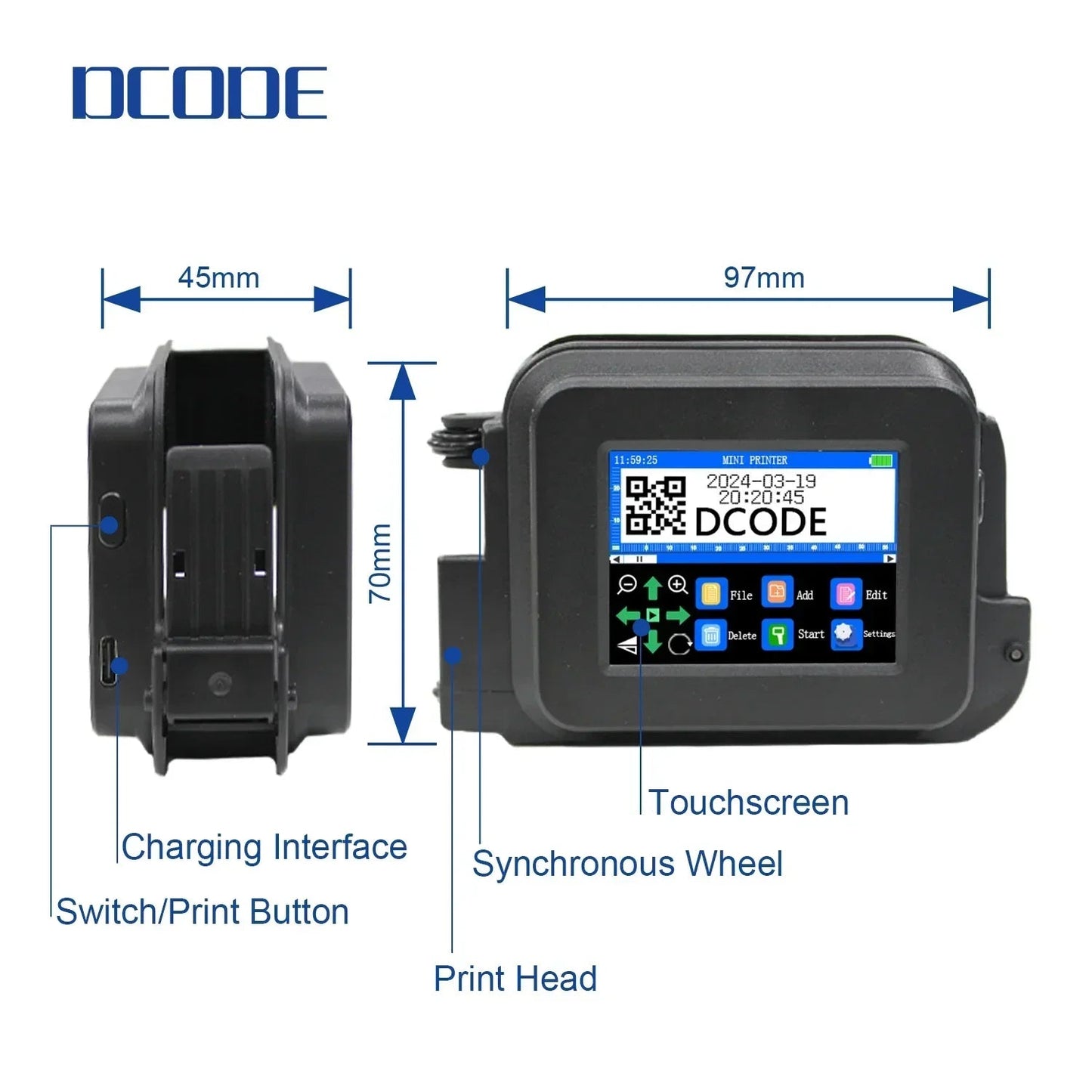 DCODE XMINI Portable Handheld Inkjet Printer - QR Barcode & Text Coding Machine Ai-TechWorld