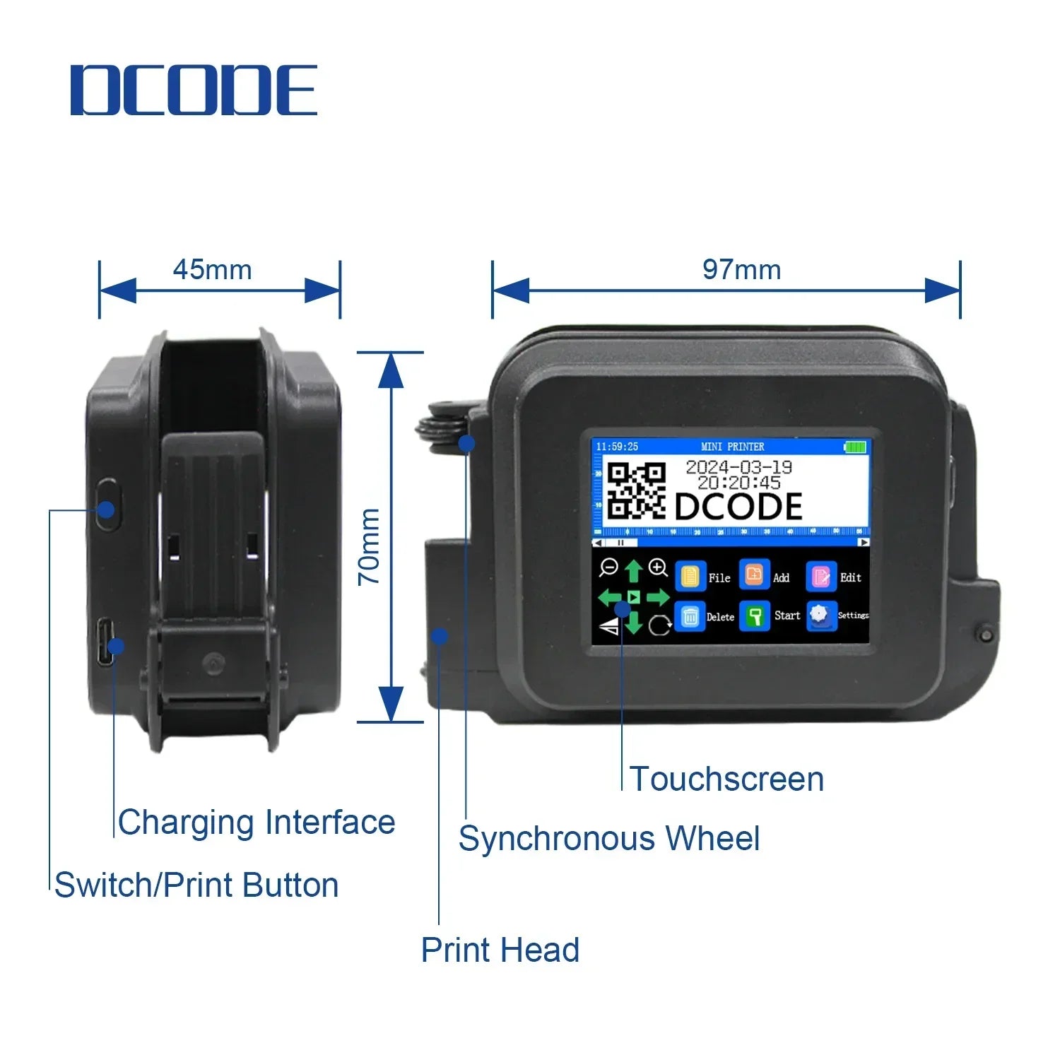 DCODE XMINI Portable Handheld Inkjet Printer - QR Barcode & Text Coding Machine Ai-TechWorld