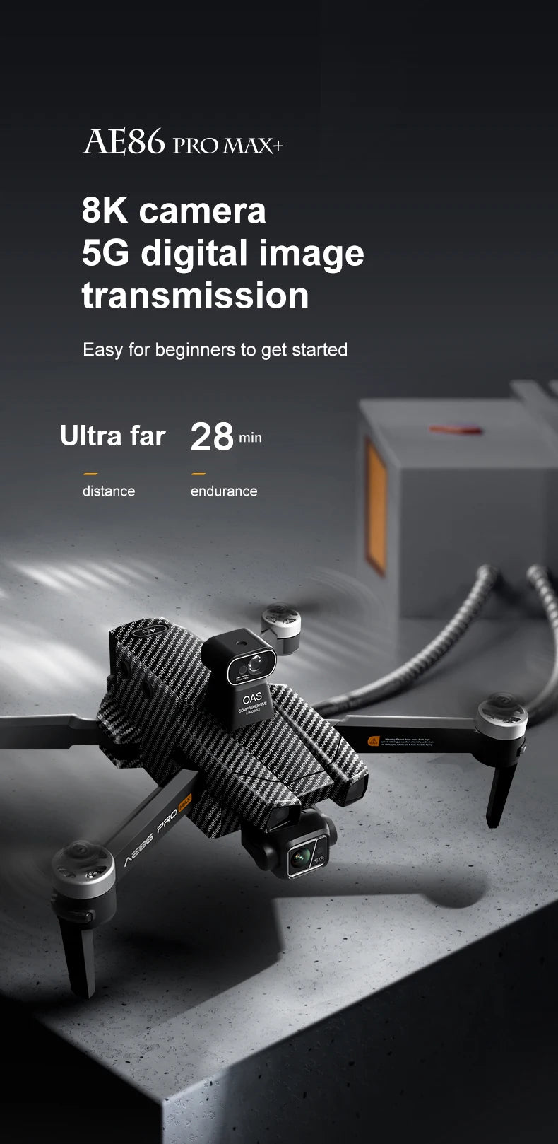 Drone professionnel AE86 PRO Max avec caméra HD 8K, cardan 3 axes, photographie aérienne, évitement d'obstacles, FPV GPS, quadri Ai-TechWorld