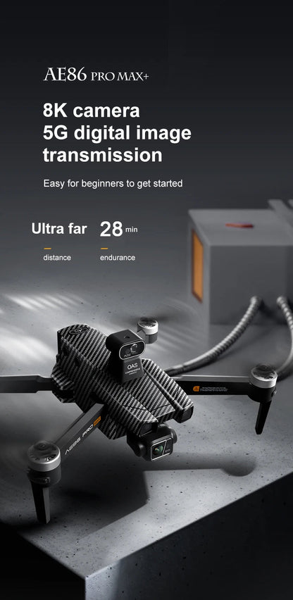 Drone professionnel AE86 PRO Max avec caméra HD 8K, cardan 3 axes, photographie aérienne, évitement d'obstacles, FPV GPS, quadri Ai-TechWorld