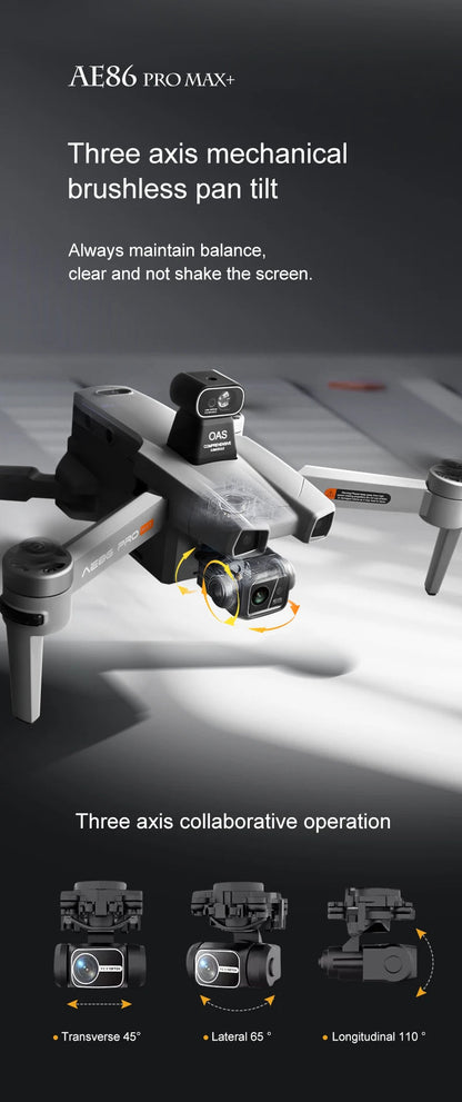 Drone professionnel AE86 PRO Max avec caméra HD 8K, cardan 3 axes, photographie aérienne, évitement d'obstacles, FPV GPS, quadri Ai-TechWorld