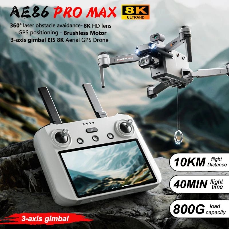 Drone professionnel AE86 PRO Max avec caméra HD 8K, cardan 3 axes, photographie aérienne, évitement d'obstacles, FPV GPS, quadri Ai-TechWorld