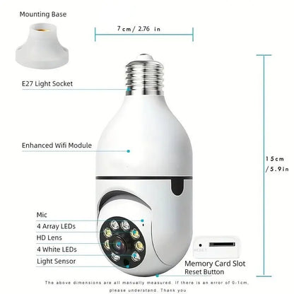 Ease Life APP - Light Bulb Security Cameras Outdoor Wireless WiFi Camera 5GHz, 360 Degree, E27 Light Socket Screw In Securi - Ai - TechWorld