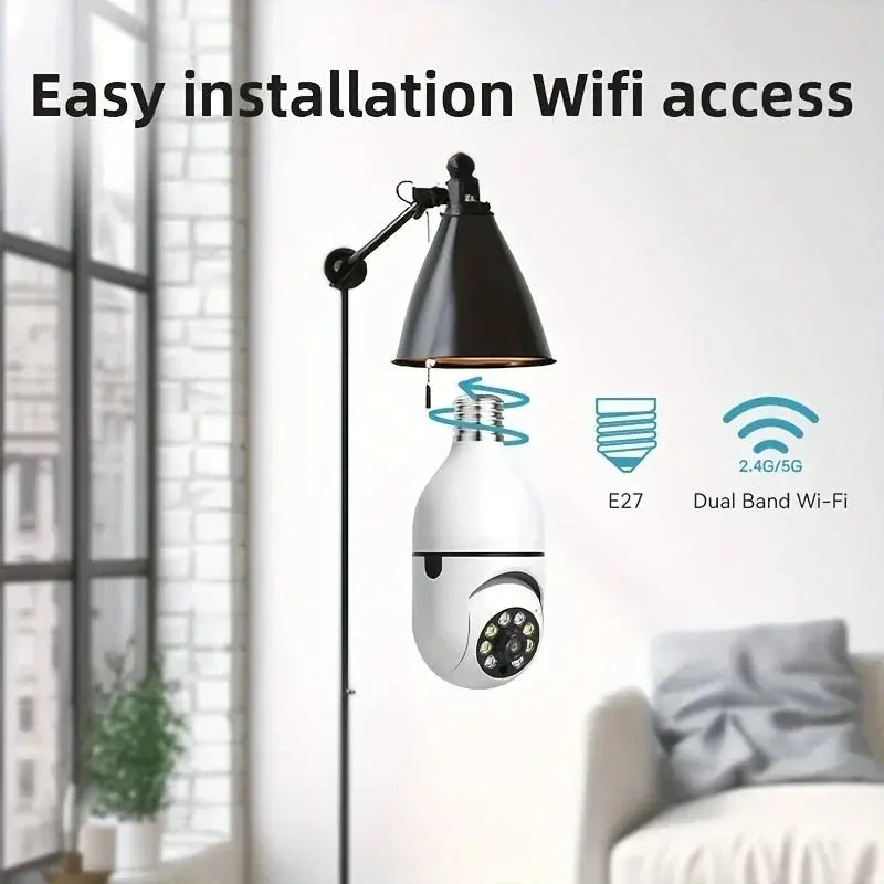 Ease Life APP - Light Bulb Security Cameras Outdoor Wireless WiFi Camera 5GHz, 360 Degree, E27 Light Socket Screw In Securi - Ai - TechWorld