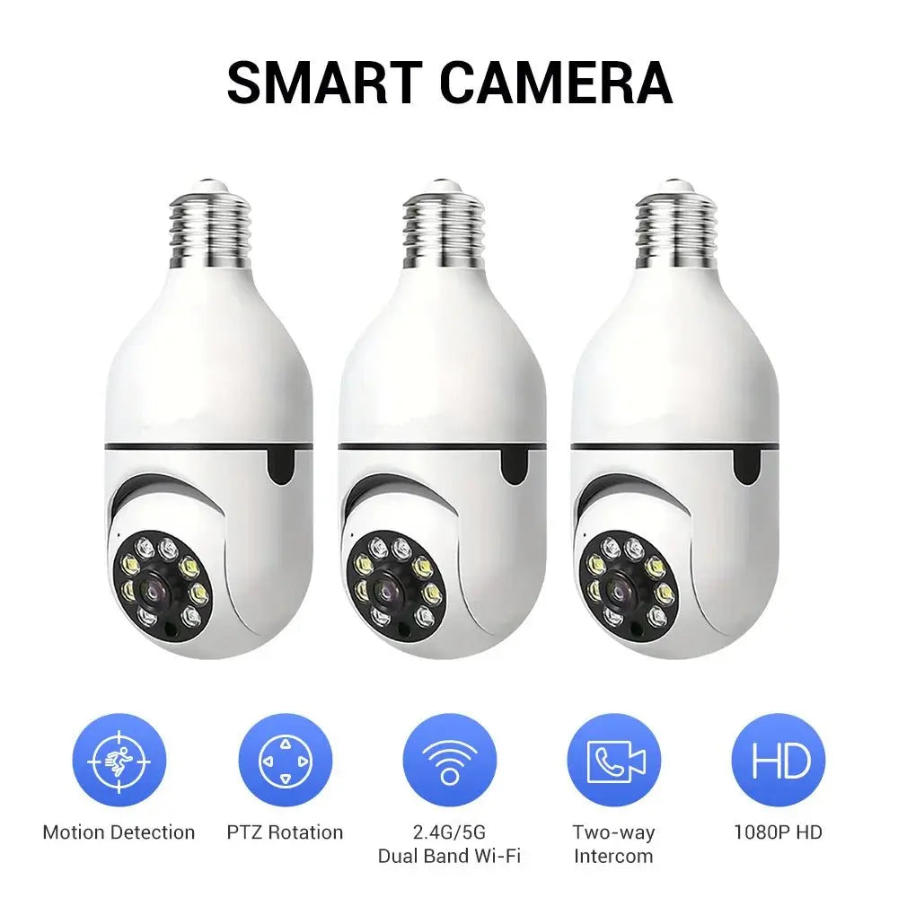 Ease Life APP - Light Bulb Security Cameras Outdoor Wireless WiFi Camera 5GHz, 360 Degree, E27 Light Socket Screw In Securi - Ai - TechWorld