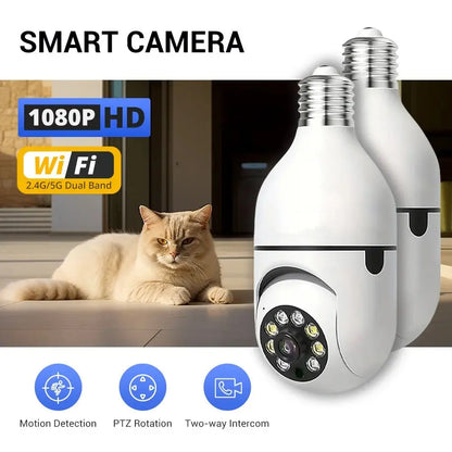 Ease Life APP - Light Bulb Security Cameras Outdoor Wireless WiFi Camera 5GHz, 360 Degree, E27 Light Socket Screw In Securi - Ai - TechWorld
