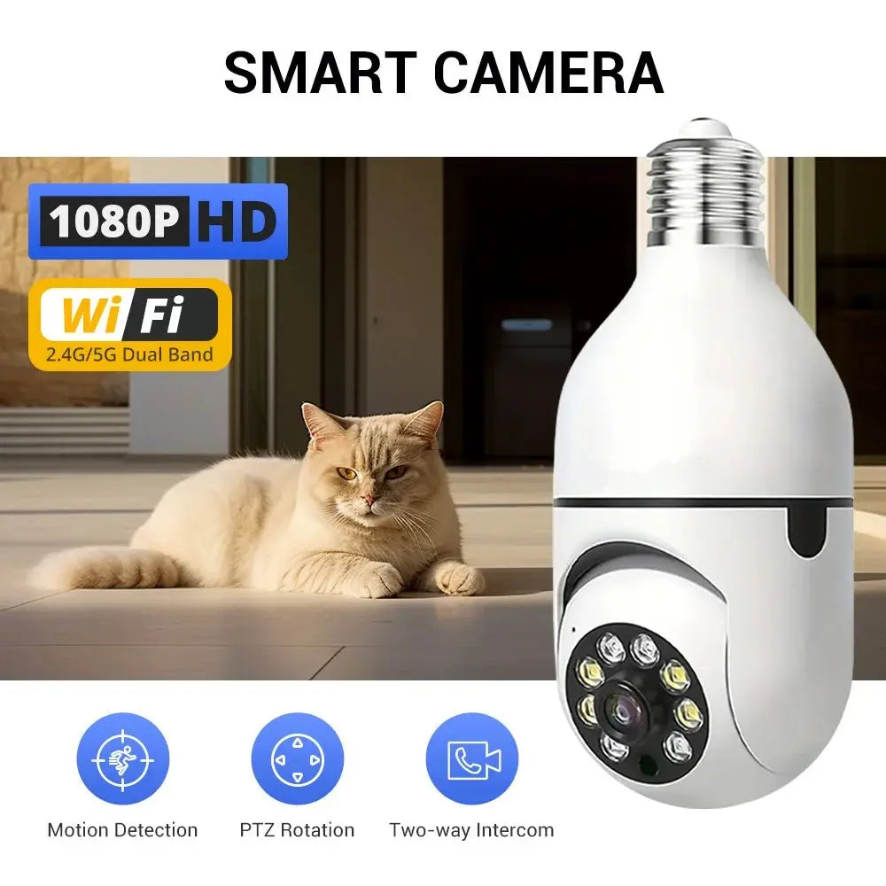 Ease Life APP - Light Bulb Security Cameras Outdoor Wireless WiFi Camera 5GHz, 360 Degree, E27 Light Socket Screw In Securi - Ai - TechWorld