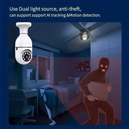Ease Life APP - Light Bulb Security Cameras Outdoor Wireless WiFi Camera 5GHz, 360 Degree, E27 Light Socket Screw In Securi - Ai - TechWorld