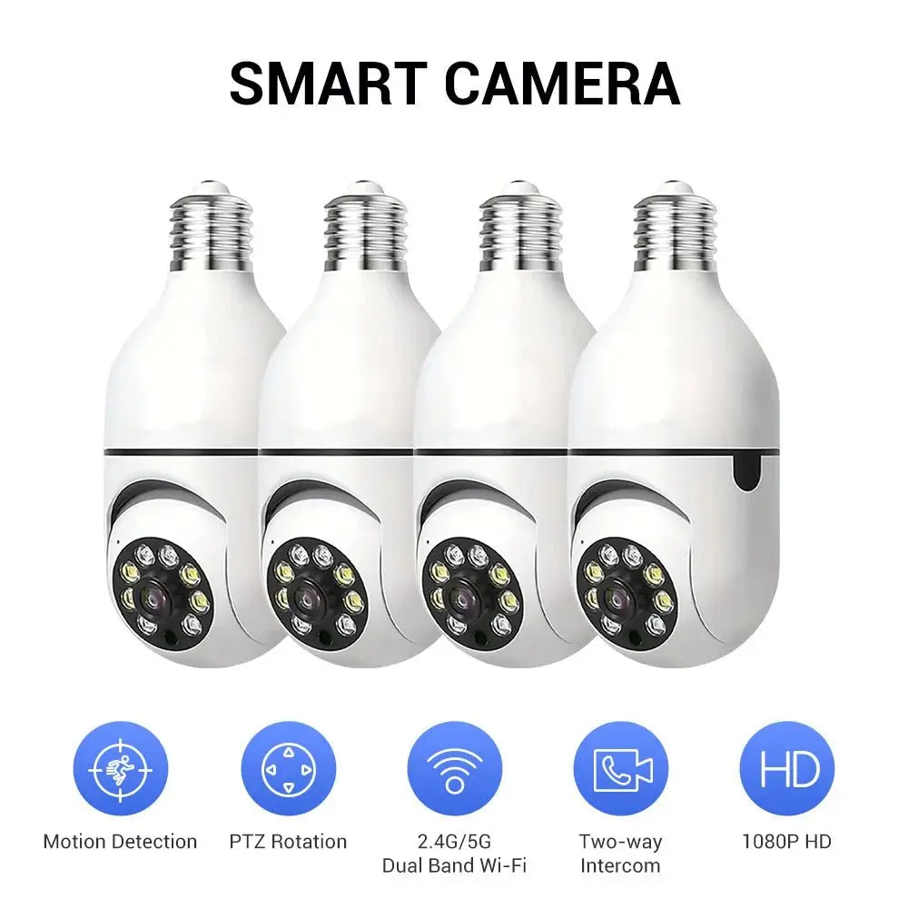Ease Life APP - Light Bulb Security Cameras Outdoor Wireless WiFi Camera 5GHz, 360 Degree, E27 Light Socket Screw In Securi - Ai - TechWorld