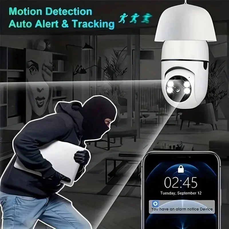Ease Life APP - Light Bulb Security Cameras Outdoor Wireless WiFi Camera 5GHz, 360 Degree, E27 Light Socket Screw In Securi - Ai - TechWorld