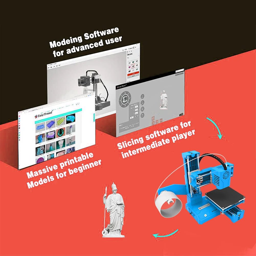 EasyThreed K9 Mini 3D Printer Easy to Use Entry Level Gift 3D Printer FDM TPU PLA Filament 1.75mm Black Ai-TechWorld