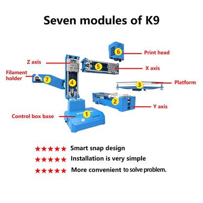EasyThreed K9 Mini 3D Printer Easy to Use Entry Level Gift 3D Printer FDM TPU PLA Filament 1.75mm Black Ai-TechWorld