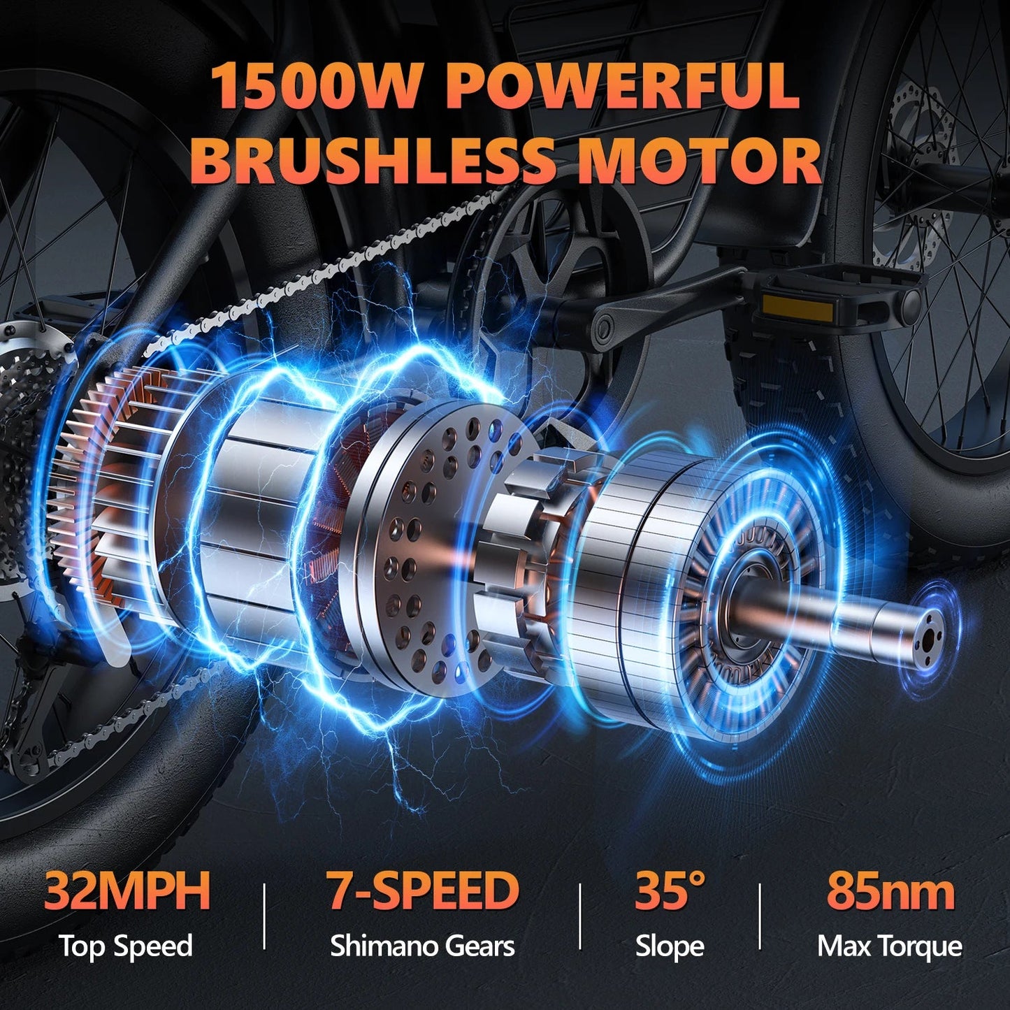 Electric bicycle 20 Inch Fat Tire 32MPH 7 - Speed Mountain electric bike - Ai - TechWorld