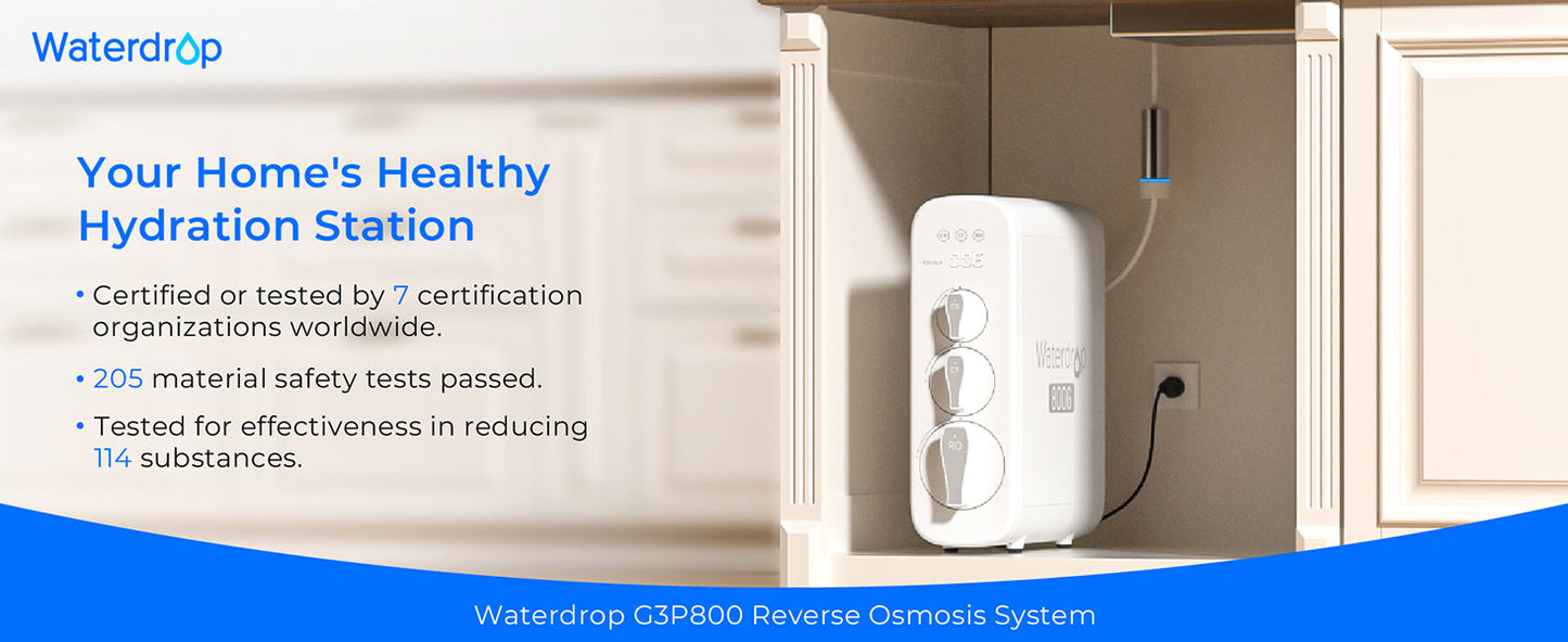 Waterdrop G3P800 Reverse Osmosis System, 800 GPD Fast Flow, NSF/ANSI 42 & 53 & 58 & 372 Certified, 3:1 Pure to Drain Ai-TechWorld 