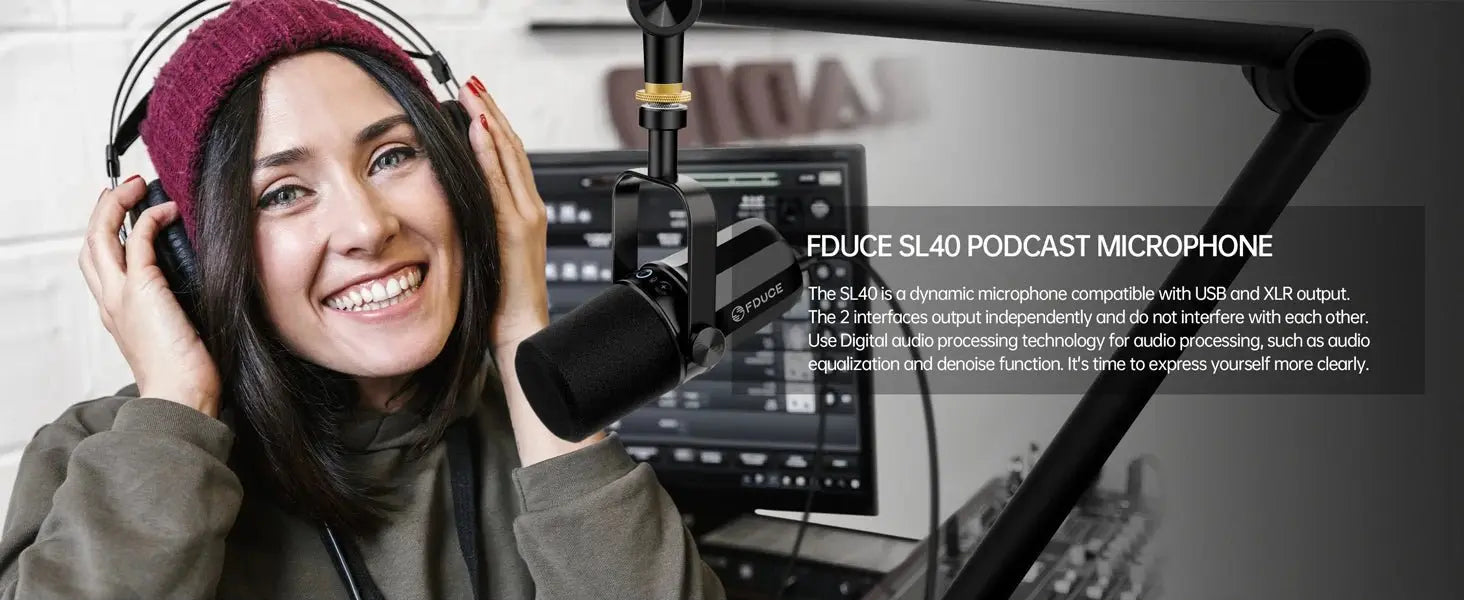 FDUCE SL40+ USB/XLR Dynamic Microphone Kit With Built - in Headset Output / Sound Insulation/Arm Stand,For PC PS5/4 Mixer - Ai - TechWorld