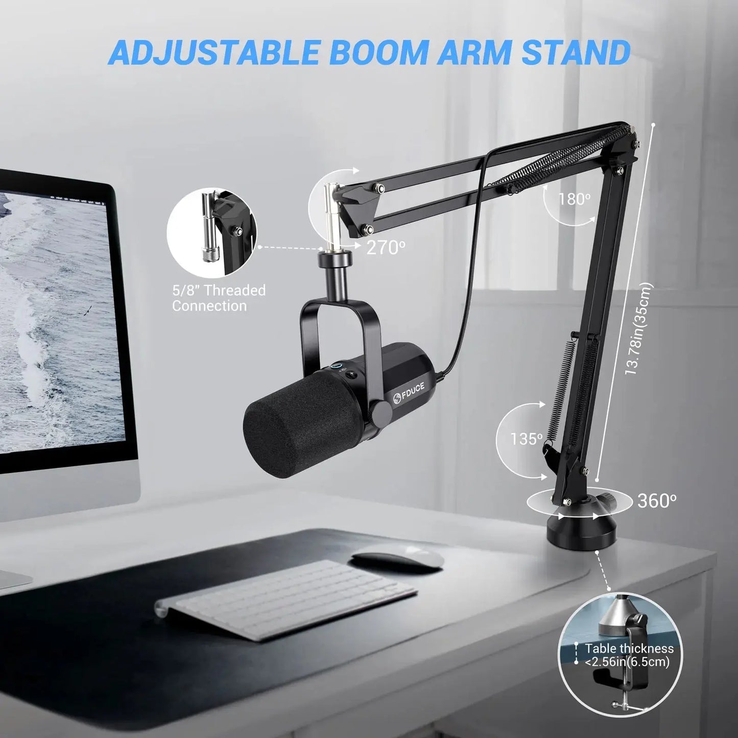 FDUCE SL40+ USB/XLR Dynamic Microphone Kit With Built - in Headset Output / Sound Insulation/Arm Stand,For PC PS5/4 Mixer - Ai - TechWorld