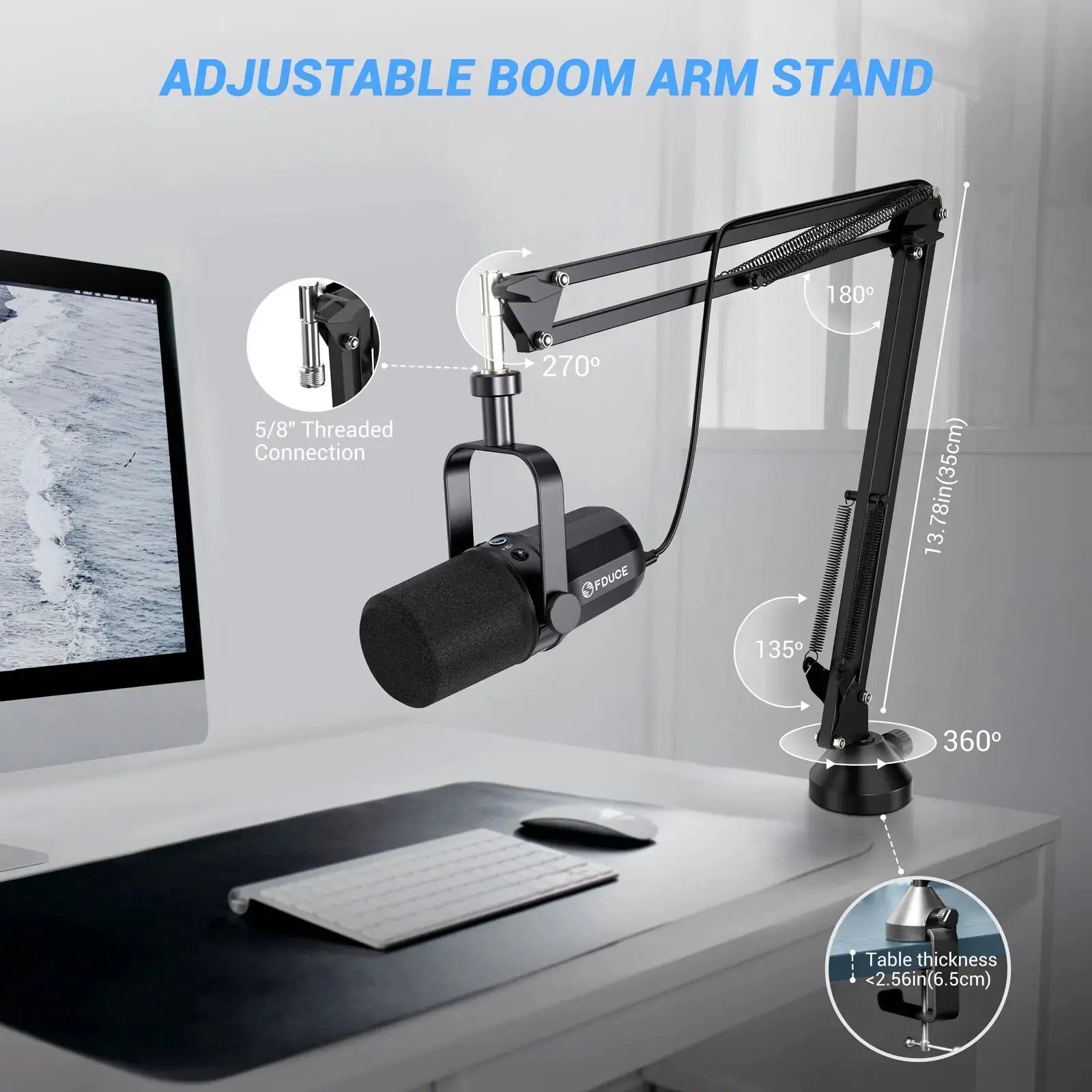 FDUCE SL40+ USB/XLR Dynamic Microphone Kit With Built - in Headset Output / Sound Insulation/Arm Stand,For PC PS5/4 Mixer - Ai - TechWorld