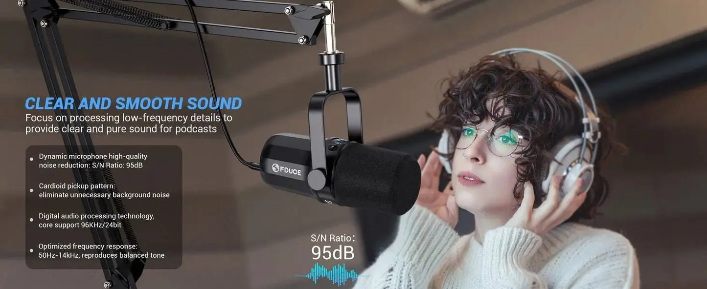 FDUCE SL40+ USB/XLR Dynamic Microphone Kit With Built - in Headset Output / Sound Insulation/Arm Stand,For PC PS5/4 Mixer - Ai - TechWorld