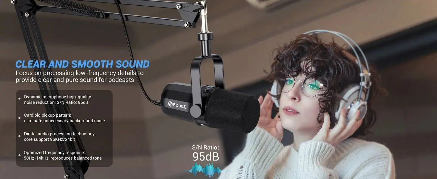 FDUCE SL40+ USB/XLR Dynamic Microphone Kit With Built - in Headset Output / Sound Insulation/Arm Stand,For PC PS5/4 Mixer - Ai - TechWorld