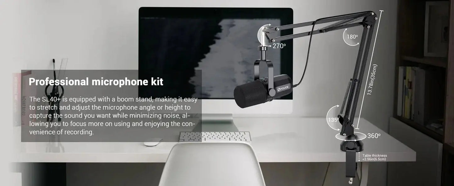 FDUCE SL40+ USB/XLR Dynamic Microphone Kit With Built - in Headset Output / Sound Insulation/Arm Stand,For PC PS5/4 Mixer - Ai - TechWorld